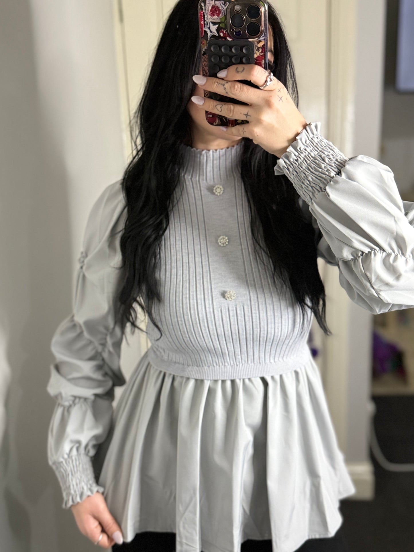 Ribbed knit peplum blouse
