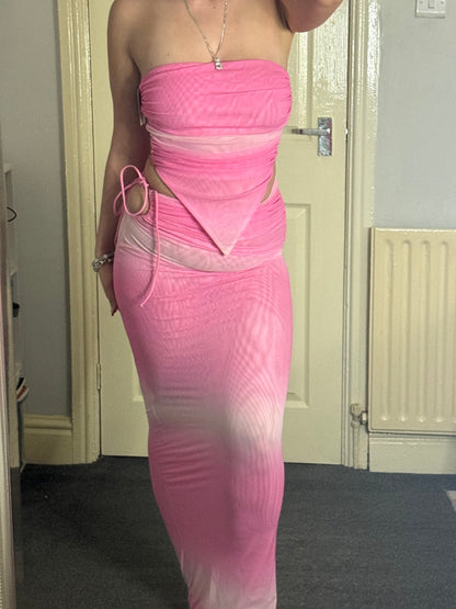 Mesh tie side skirt co-ord set