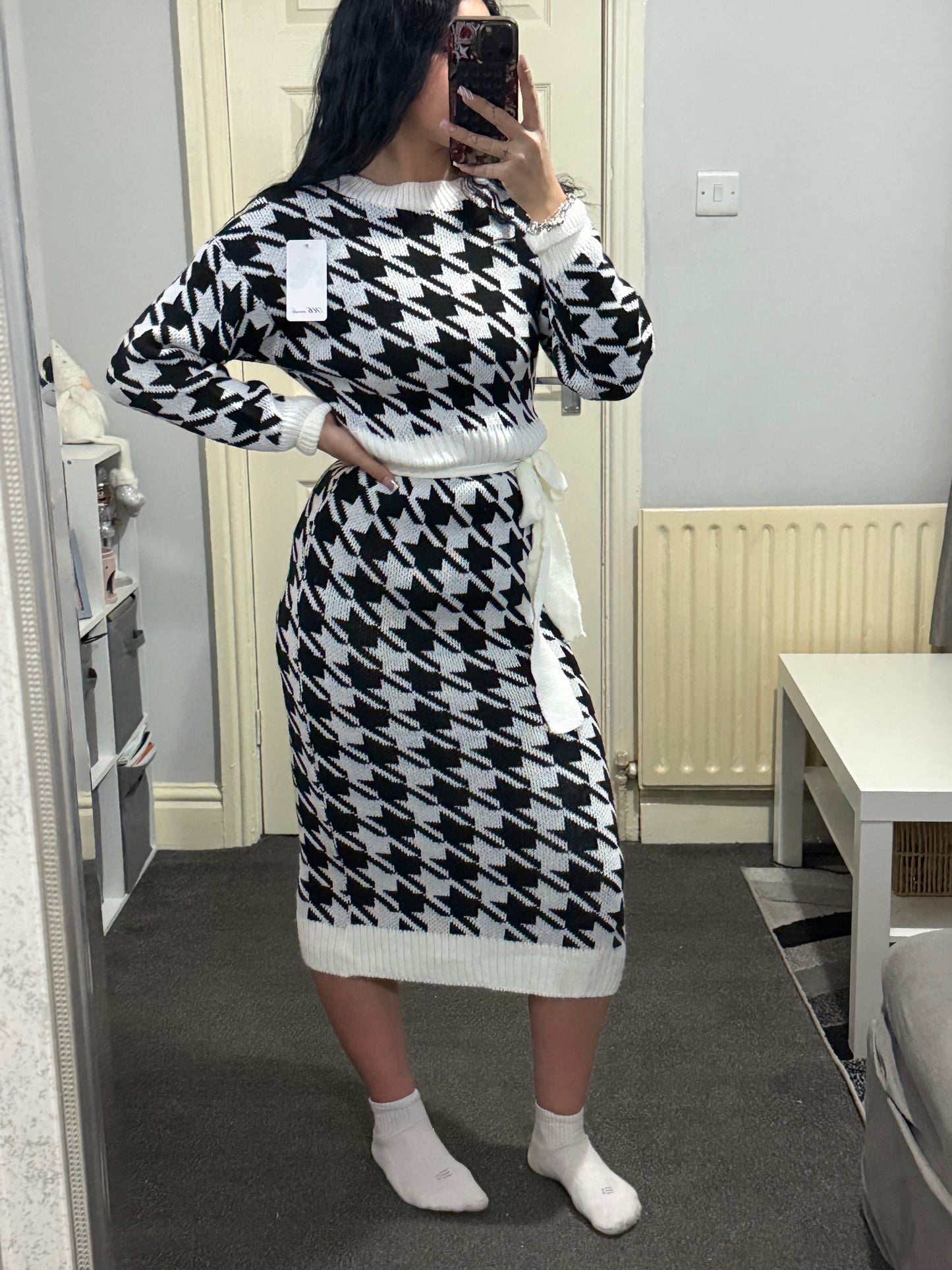White and black jumper dress
