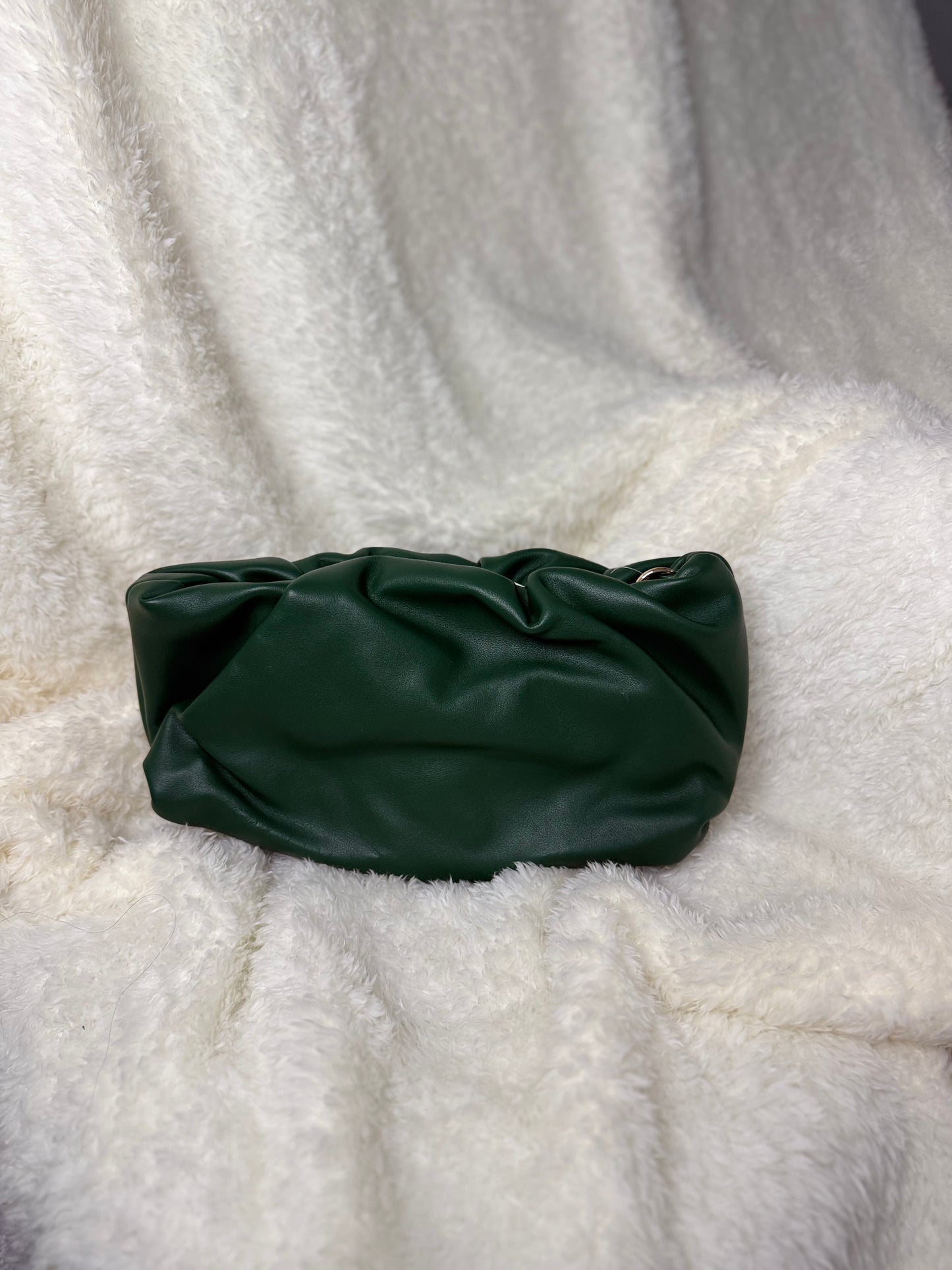 Ruched gold chain bag