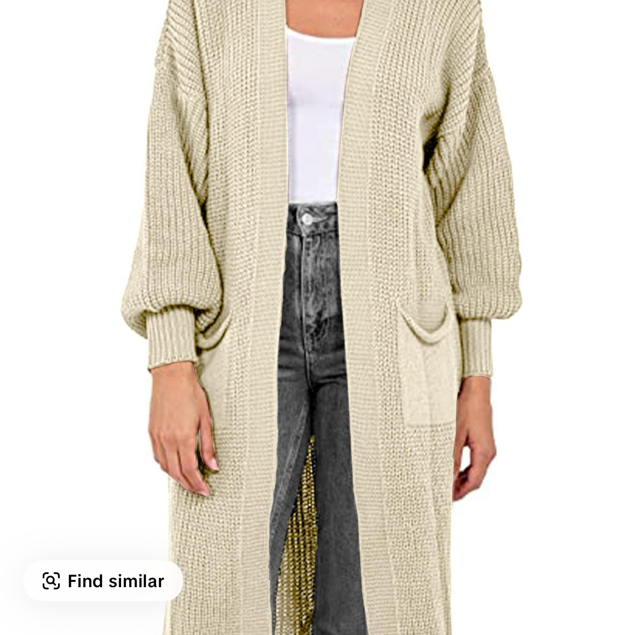 Long knitted ballon sleeve cardigan