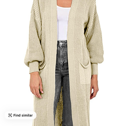 Long knitted ballon sleeve cardigan