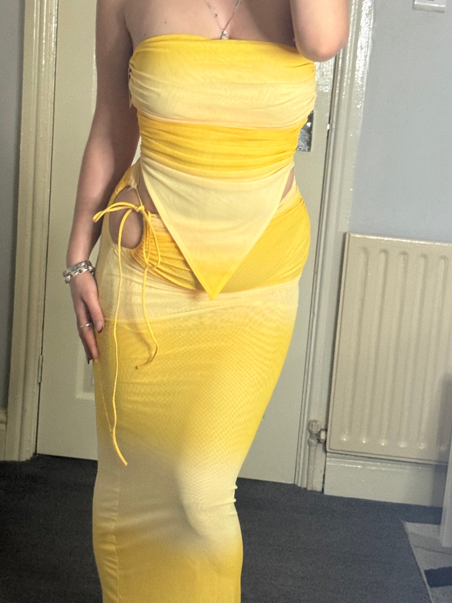 Mesh tie side skirt co-ord set