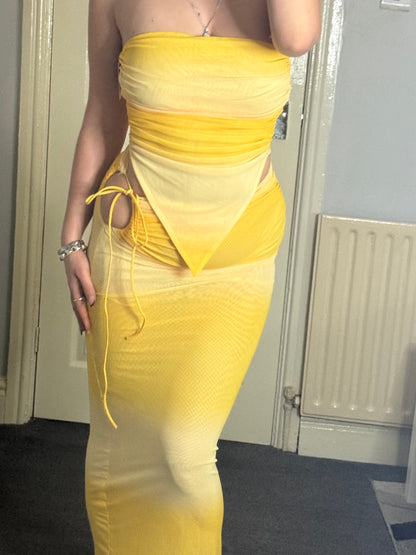 Mesh tie side skirt co-ord set