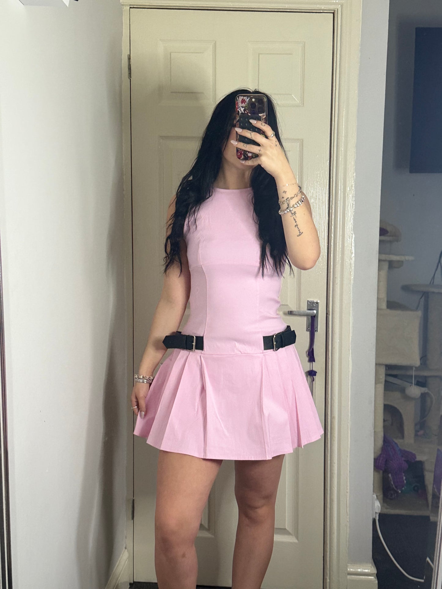Pastel belt detailed skort