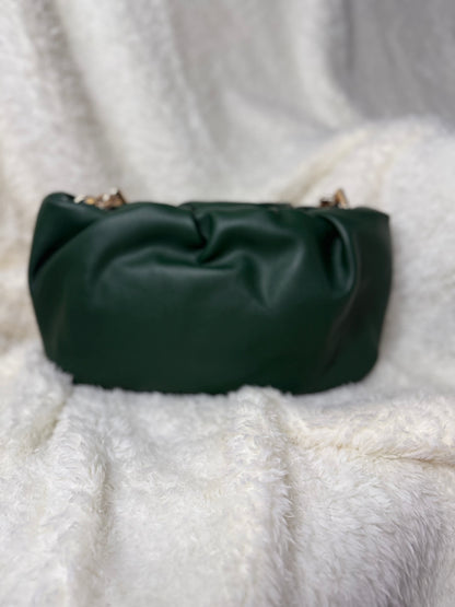 Ruched gold chain bag