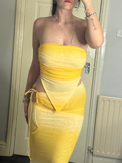 Mesh tie side skirt co-ord set