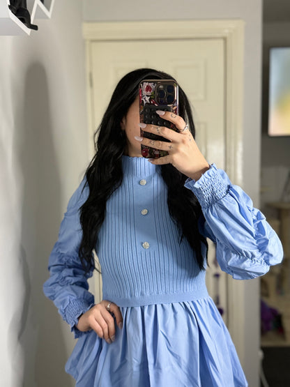 Ribbed knit peplum blouse