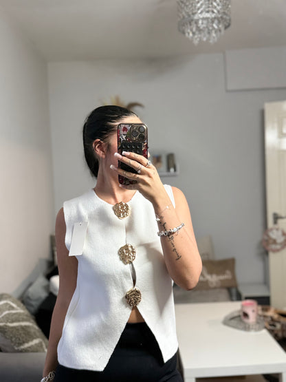 Smart vest gold buttons
