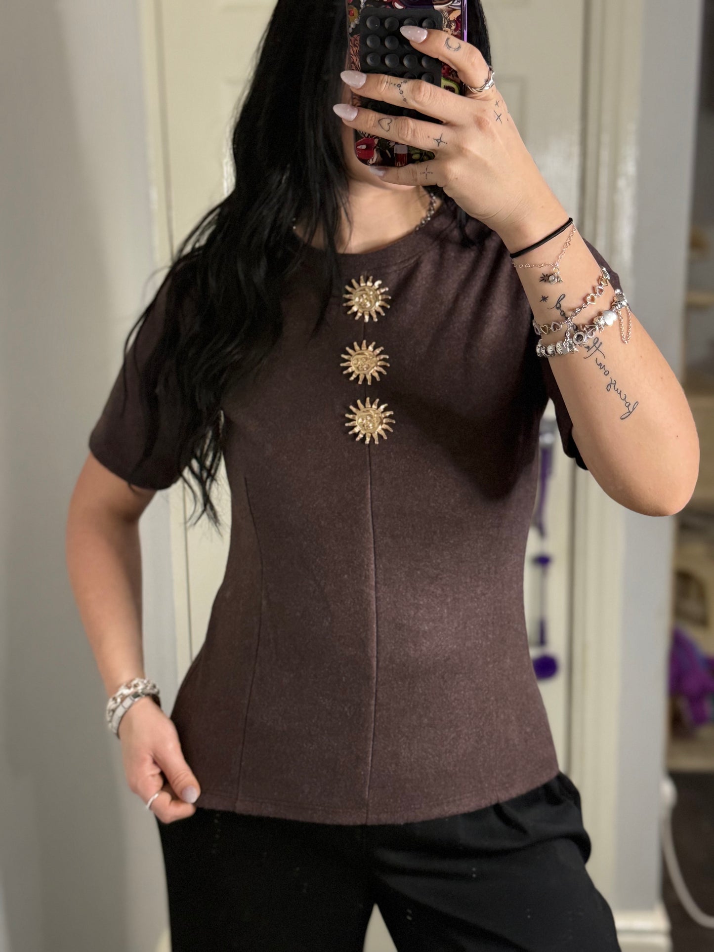Gold sun fitted top
