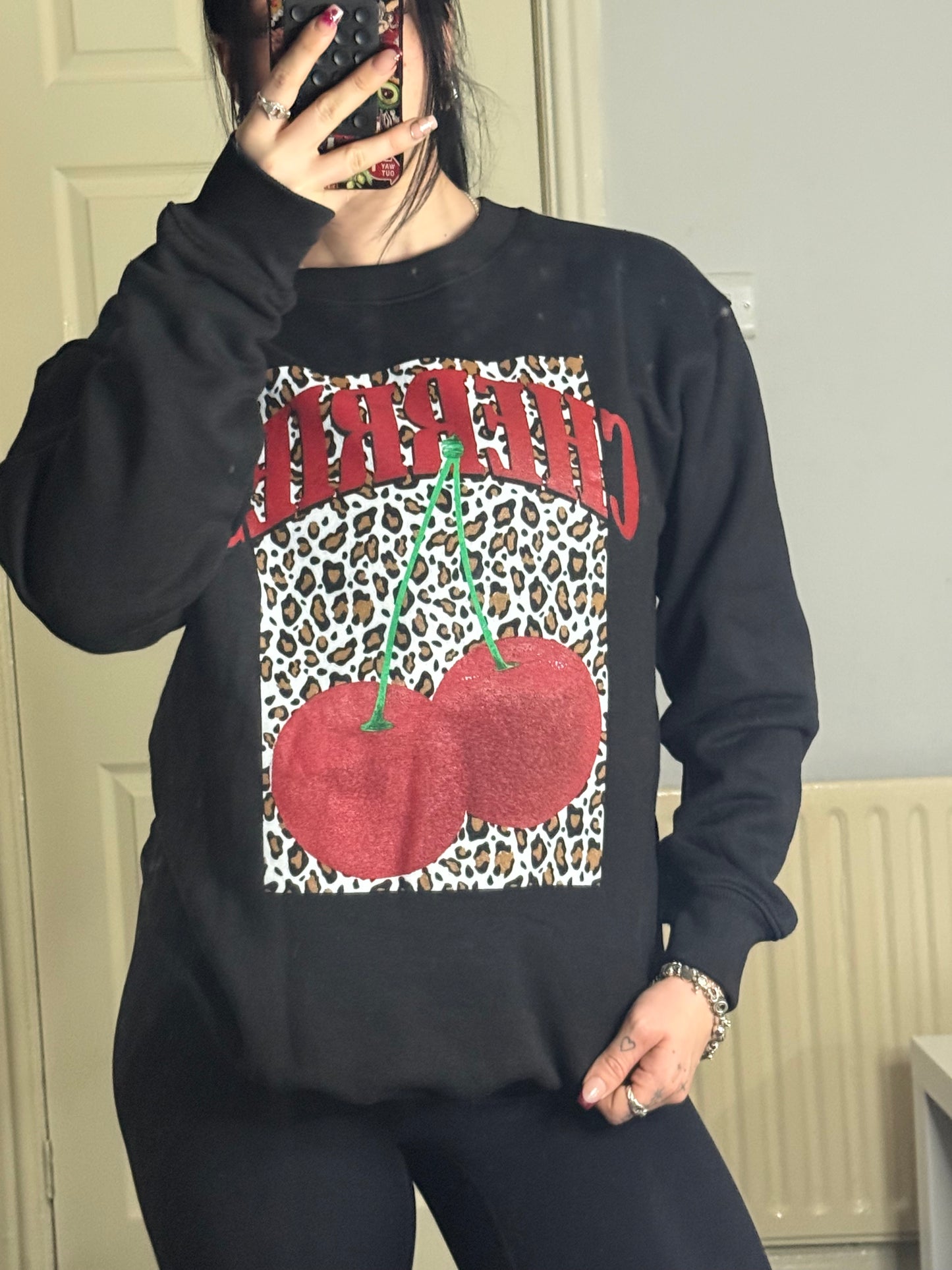 Leopard cherry jumper