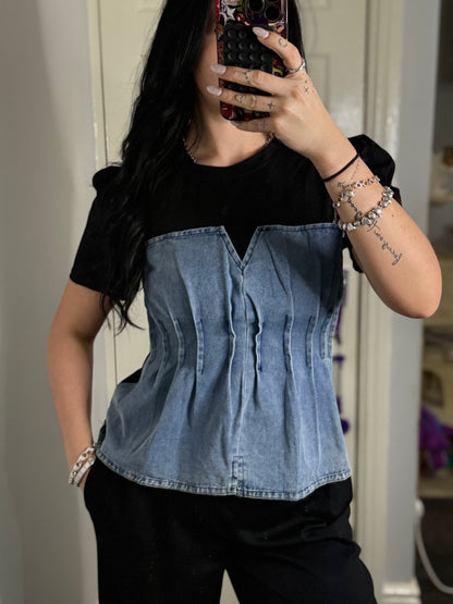 Denim corset design T-shirt