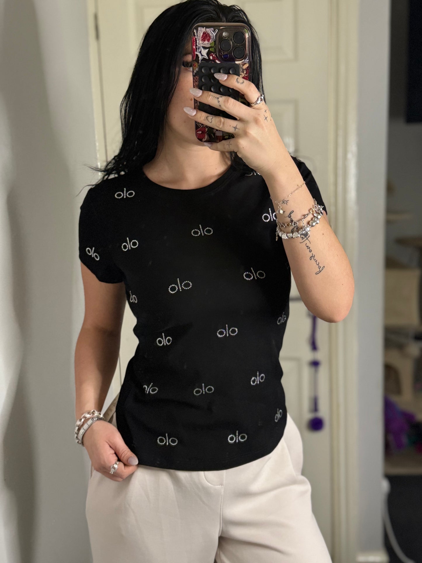 Olo studded diamanté t shirt