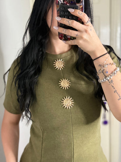 Gold sun fitted top
