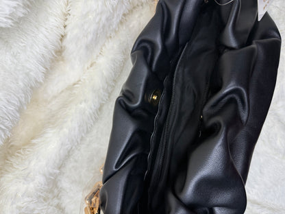 Ruched gold chain bag