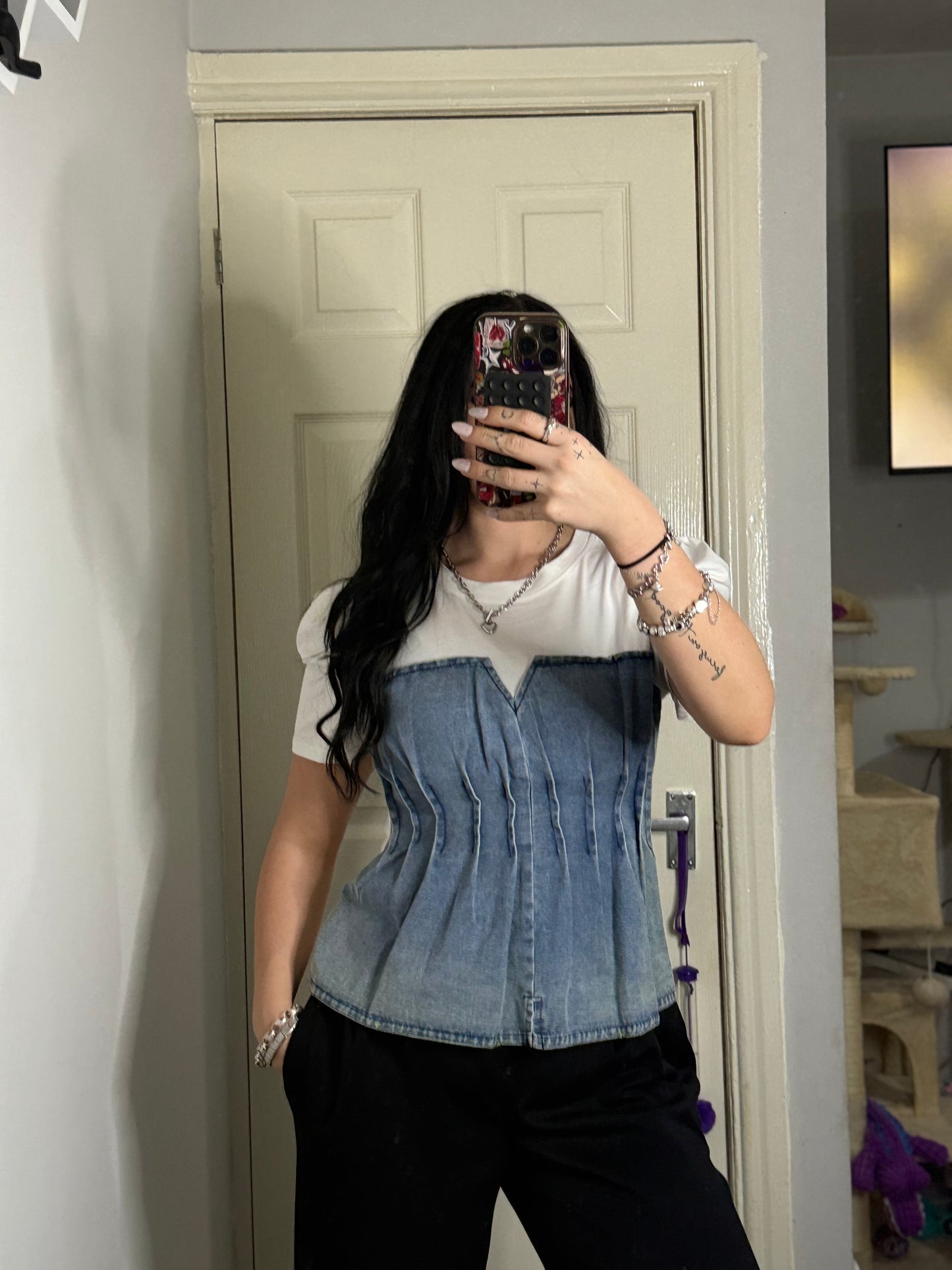 Denim corset design T-shirt