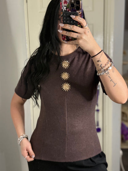 Gold sun fitted top