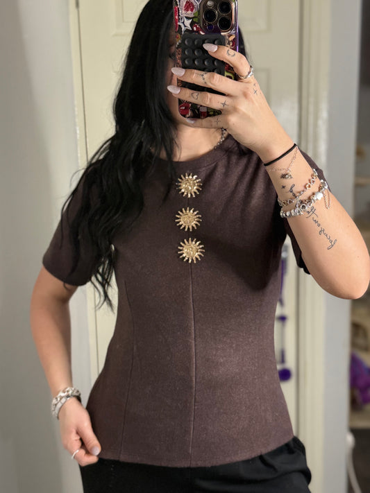 Gold sun fitted top