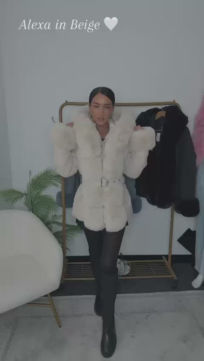 Alexa hooded faux fur coat